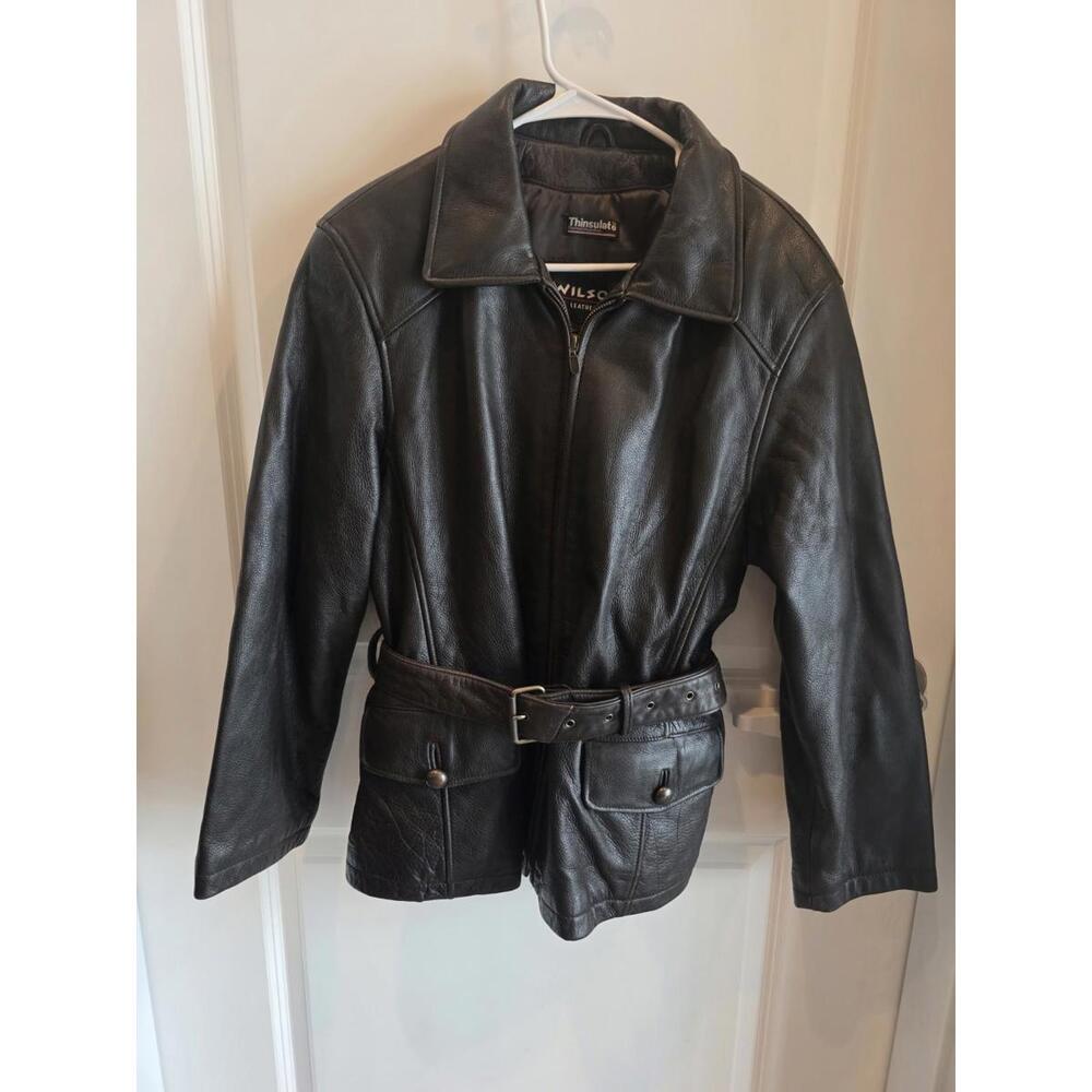 Vintage Moto Wilsons Leather Womens Biker Jacket Sz L 90s Retro